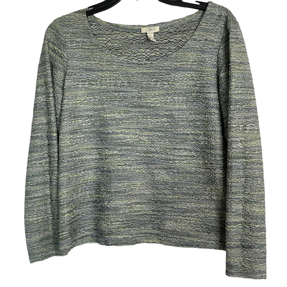 J. Jill Textured Green Blouse Short Sleeves Round Neck Stretch Size Medium